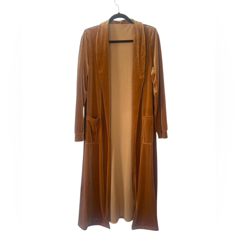 Long Gold/Brown Velvet Duster Coat